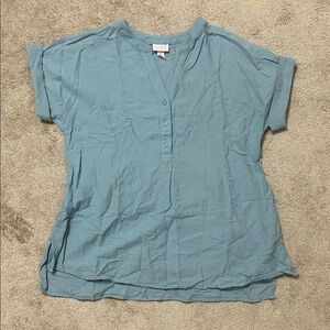 Maternity Soft Blue Short Sleeve Henley Top